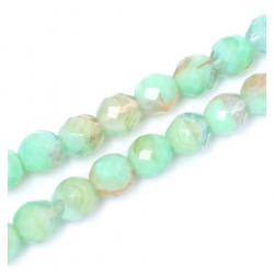 Perles de Bohème sur Fil - Rondes Facettées Turquoise Effet Transparent 10 mm