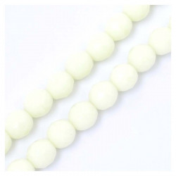 Perles de Bohème sur Fil - Rondes Facettées Jaune Pastel Opaque 10 mm