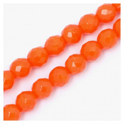 Perles de Bohème sur Fil - Rondes Facettées Orange Opaque 10 mm