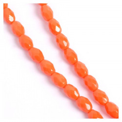 Perles de Bohème sur Fil - Olive Facettée 8 x 6 mm Orange Opaque