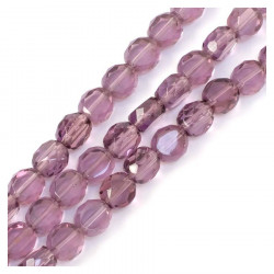 Perles de Bohème sur Fil - Rondes Aplaties Facettées 10 mm Lie de Vin Transparent