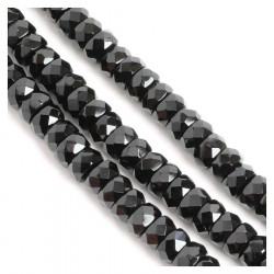 Perles de Bohème sur Fil - Rondelle Facettée Noir Opaque 3 x 6 mm