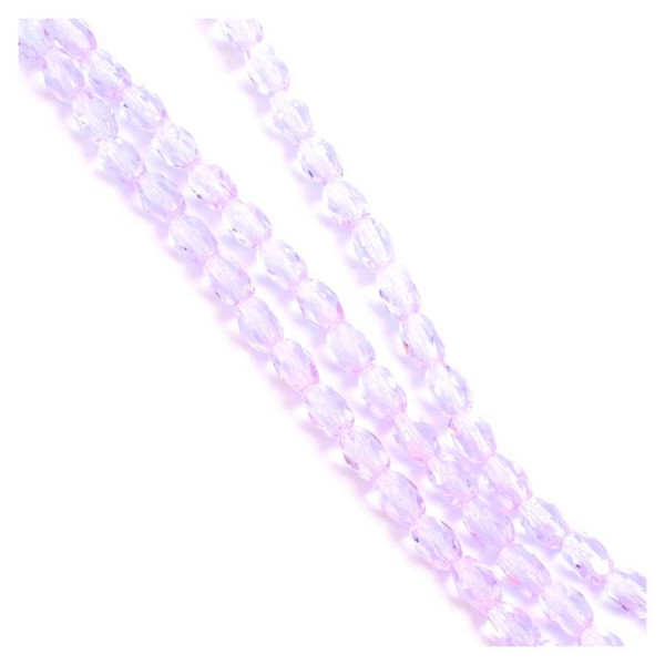 Perles de Bohème sur Fil - Olive Facettée 6 x 4 mm Violet Transparent