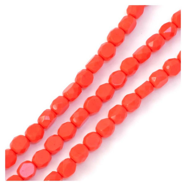 Perles de Bohème sur Fil - Rondes Aplaties Facettées 8 mm Orange Opaque