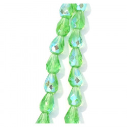 Perles de Bohème sur Fil - Goutte 10 x 7 mm Vert Transparent Irisé