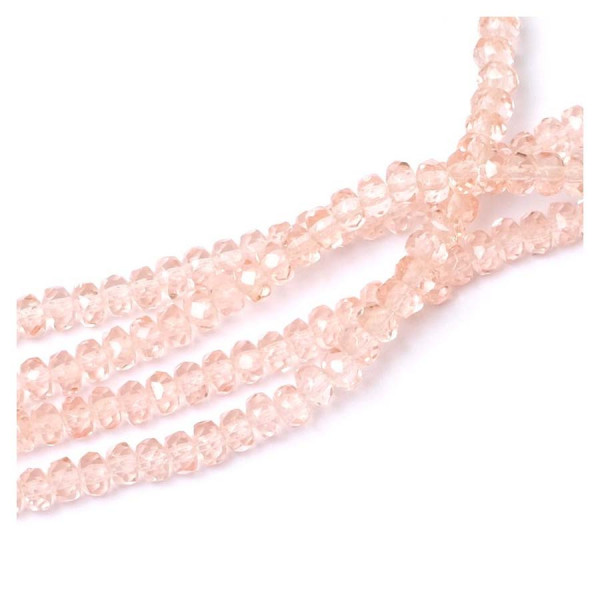 Perles de Bohème sur Fil - Facettées Rose Transparent 2 x 4 mm