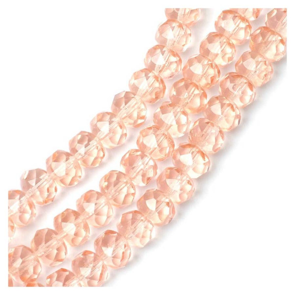 Perles de Bohème sur Fil - Facettées Corail Transparent 6 x 8 mm
