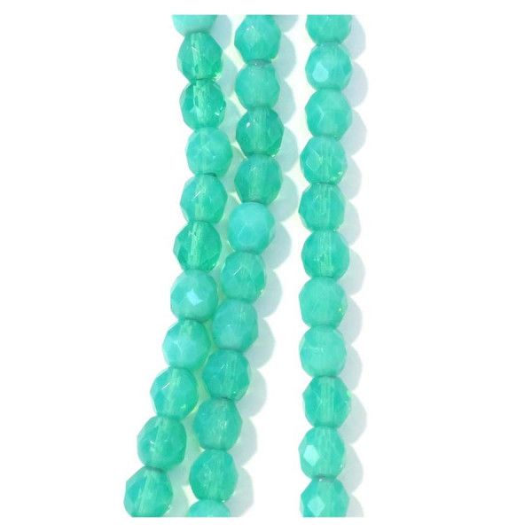 Perles de Bohème sur Fil - Rondes Facettées Vert Turquoise 8 mm
