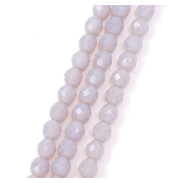 Perles de Bohème sur Fil - Rondes Facettées Violet Pastel Opaque 8 mm