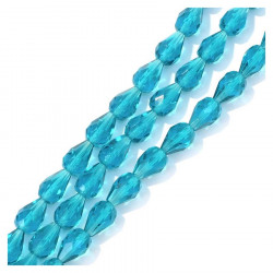Perles de Bohème sur Fil - Goutte 10 x 7 mm Bleu Des Mers du Sud Transparent