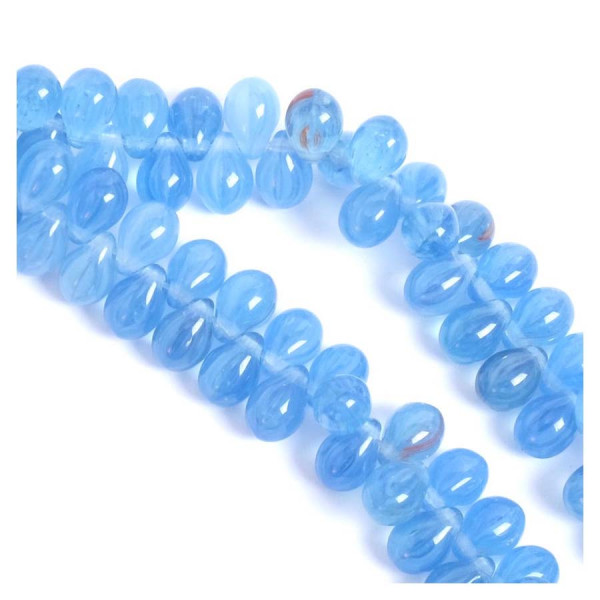 Perles de Bohème sur Fil - Goutte 5 x 7 mm Bleu