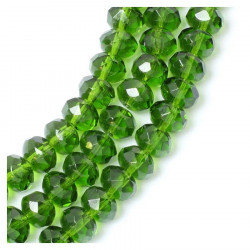 Perles de Bohème sur Fil - Facettées Vert Bouteille Transparent 6 x 8 mm