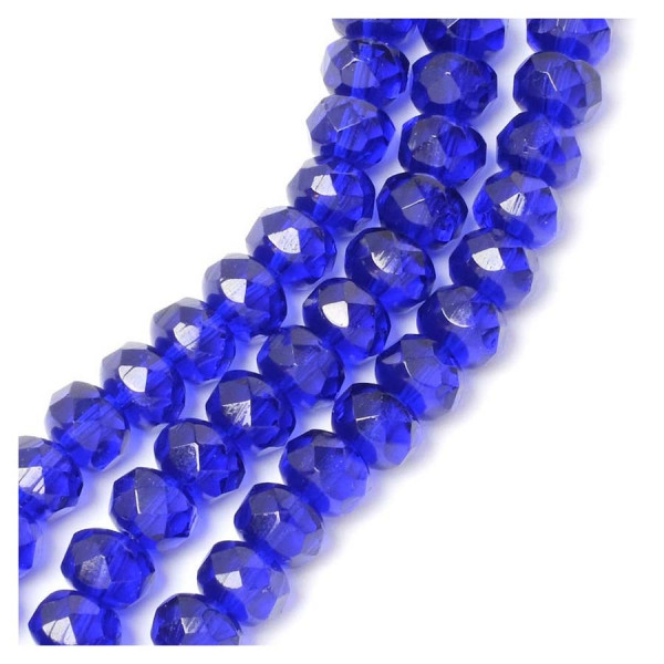 Perles de Bohème sur Fil - Facettées Bleu Nuit Transparent 6 x 8 mm