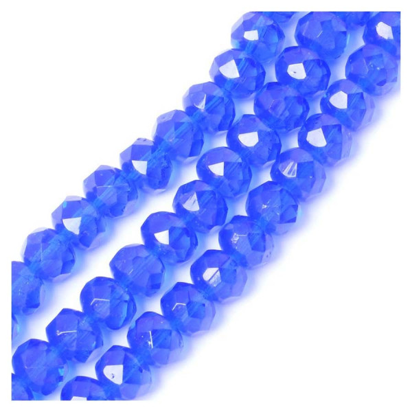 Perles de Bohème sur Fil - Facettées Bleu Intense Transparent 6 x 8 mm