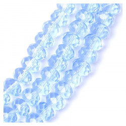 Perles de Bohème sur Fil - Facettées Bleu Ciel Transparent 6 x 8 mm