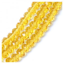 Perles de Bohème sur Fil - Facettées Jaune Transparent 6 x 8 mm