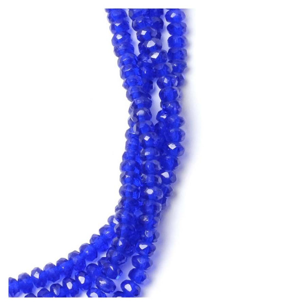 Perles de Bohème sur Fil - Facettées Bleu Nuit Transparent 2 x 4 mm