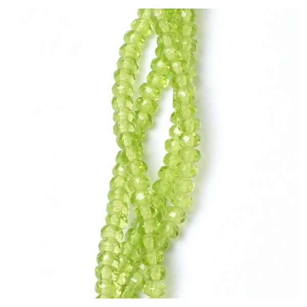 Perles de Bohème sur Fil - Facettées Vert Transparent 2 x 4 mm