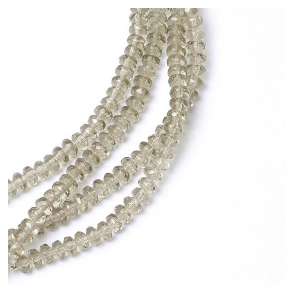 Perles de Bohème sur Fil - Facettées Gris Taupe 2 x 4 mm