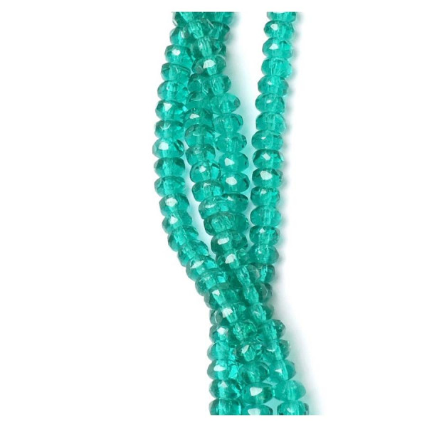 Perles de Bohème sur Fil - Facettées Vert Émeraude Transparent 2 x 4 mm