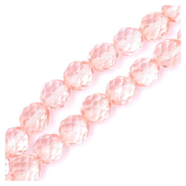 Perles de Bohème sur Fil - Rondes Facettées Rose Transparent 10 mm