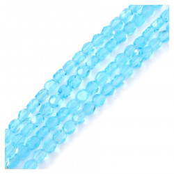 Perles de Bohème sur Fil - Rondes Aplaties Facettées 6 mm Bleu Clair Transparent