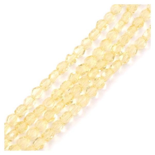 Perles de Bohème sur Fil - Rondes Aplaties Facettées 6 mm Jaune Transparent