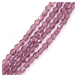Perles de Bohème sur Fil - Rondes Aplaties Facettées 6 mm Lie de Vin Transparent