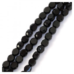 Perles de Bohème sur Fil - Rondes Aplaties Facettées 8 mm Noir Opaque