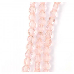 Perles de Bohème sur Fil - Rondes Aplaties Facettées 8 mm Rose Pâle Transparent