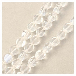 Perles de Bohème sur Fil - Rondes Aplaties Facettées 10 mm Transparent