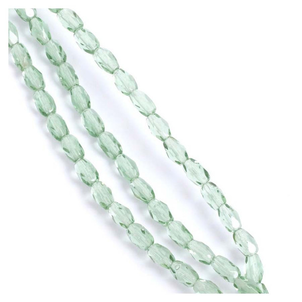 Perles de Bohème sur Fil - Olive Facettée 6 x 4 mm Vert Sauge Transparent