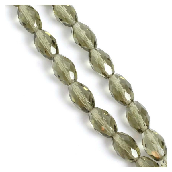 Perles de Bohème sur Fil - Olive Facettée 12 x 8 mm Gris Transparent