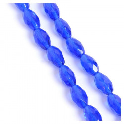 Perles de Bohème sur Fil - Olive Facettée 12 x 8 mm Bleu Transparent