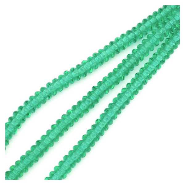 Perles de Bohème sur Fil - Donuts Vert Transparent 2 x 4 mm