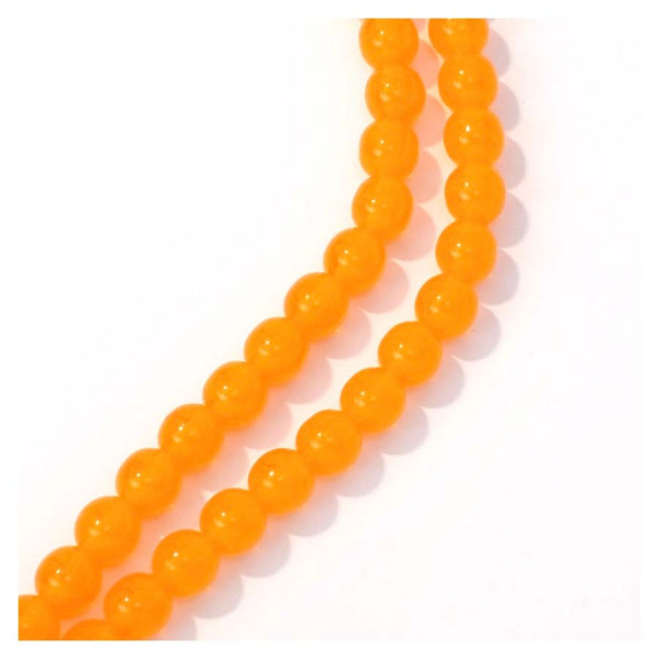 Perles de Bohème sur Fil - Rondes 6 mm Orange Transparent