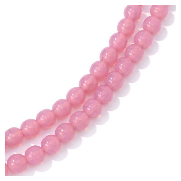 Perles de Bohème sur Fil - Rondes 6 mm Rose Transparent