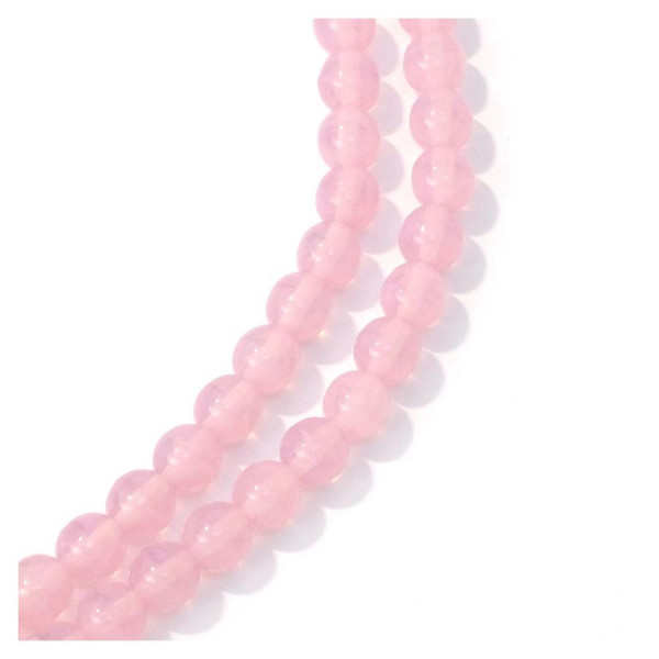 Perles de Bohème sur Fil - Rondes 6 mm Rose Pastel Transparent