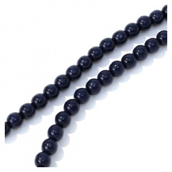 Perles de Bohème sur Fil - Rondes 6 mm Bleu Nuit Opaque