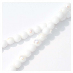 Perles de Bohème sur Fil - Rondes 6 mm Blanc Opaque AB