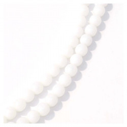 Perles de Bohème sur Fil - Rondes 6 mm Blanc Opaque