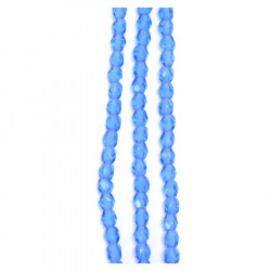 Perles de Bohème sur Fil - Rondes Facettées Bleu Électrique Transparent 4 mm