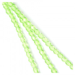 Perles de Bohème sur Fil - Rondes Facettées Vert Pomme Transparent 4 mm