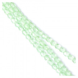 Perles de Bohème sur Fil - Rondes Facettées Vert Pastel Transparent 4 mm