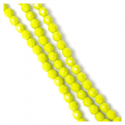 Perles de Bohème sur Fil - Rondes Facettées Vert Chartreuse Opaque 4 mm