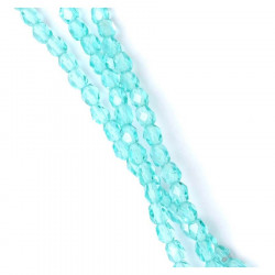 Perles de Bohème sur Fil - Rondes Facettées Vert Aqua Transparent 4 mm