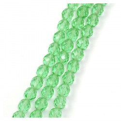 Perles de Bohème sur Fil - Rondes Facettées Vert Clair Transparent 8 mm