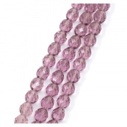Perles de Bohème sur Fil - Rondes Facettées Lie de Vin Transparent 8 mm