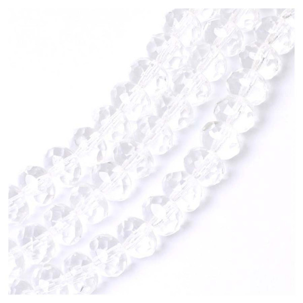 Perles de Bohème sur Fil - Facettées Transparent 6 x 8 mm