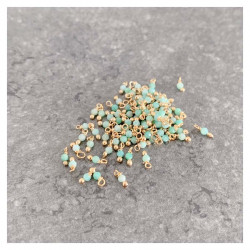 Perle Montée 3 mm Doré à l'or fin 24K - Amazonite - 10 pcs